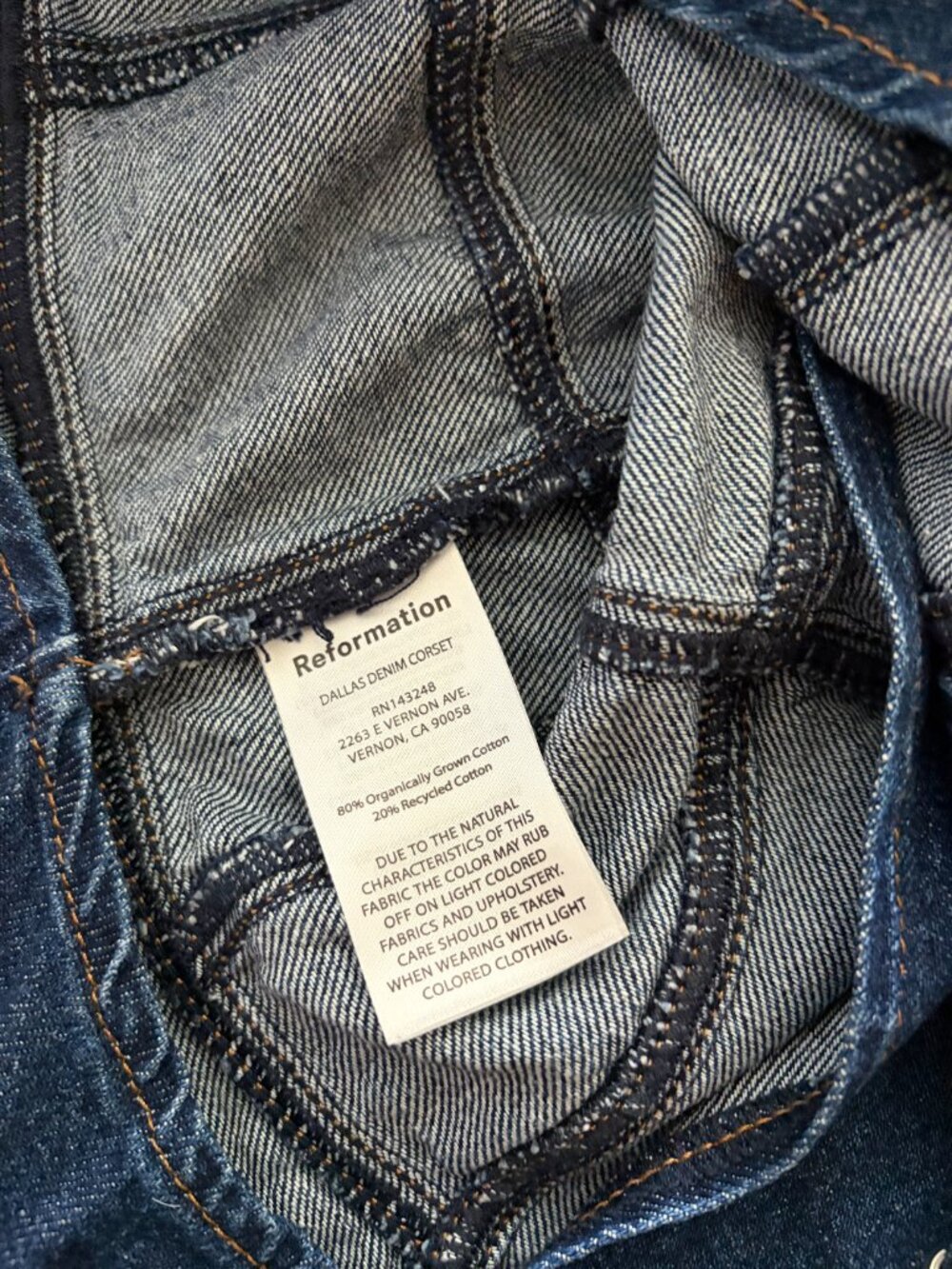 Reformation x Kacey Musgraves Dallas Organic Cotton Blend Denim Corset Top - Picture 5 of 6
